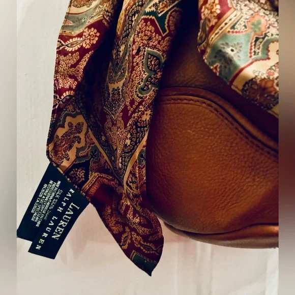Ralph Lauren Leather Shoulder Bag & Ralph Lauren silk scarf paisley. GUC - Picture 2 of 9
